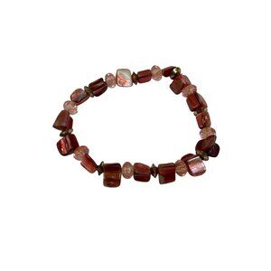 Red & Pink Beaded Bracelet Women Mixed Stones Organic Shape